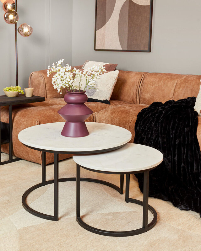 Starfurn Salontafel Nova | Set van 2 | Rond | Wit marmer