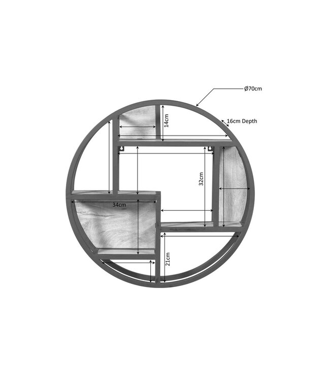 Starfurn Wandrek rond | Mangohout | 16x75 cm