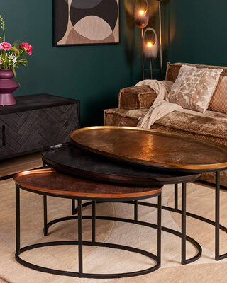 Starfurn Salontafel Set Van 3 Stuks Rond - Raley Brons/Aluminium