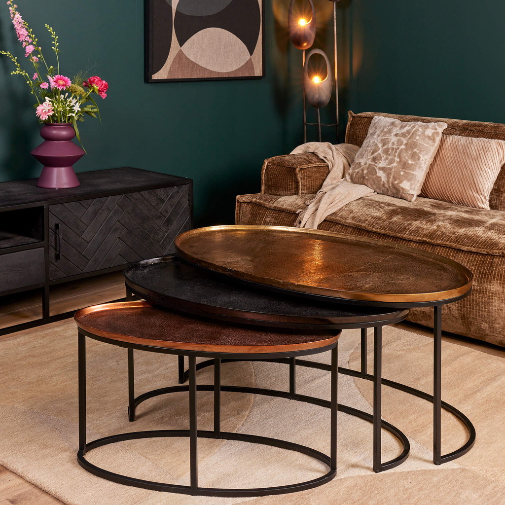 Starfurn Salontafel Set Van 3 Stuks Rond - Raley Brons/Aluminium