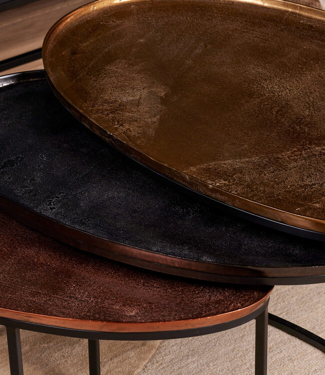 Starfurn Salontafel Set Van 3 Stuks Rond - Raley Brons/Aluminium