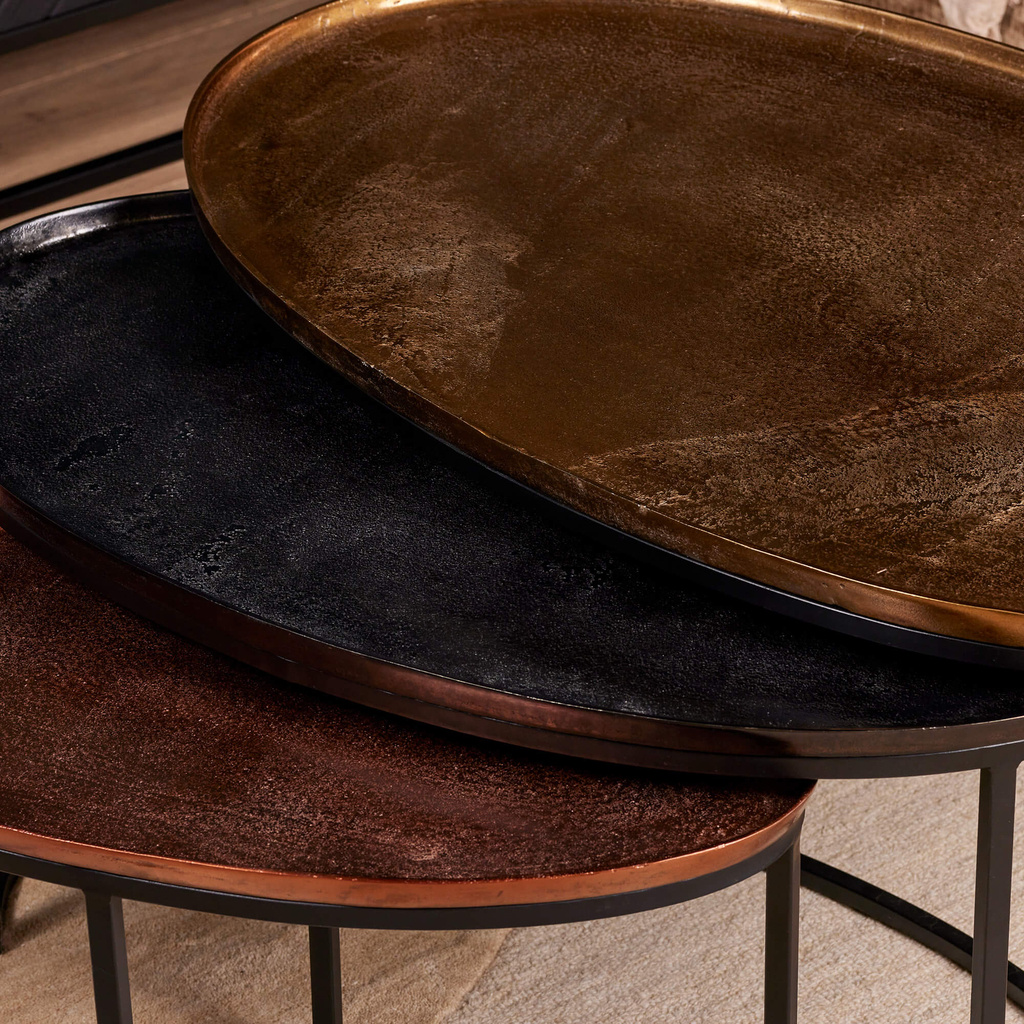 Starfurn Salontafel Set Van 3 Stuks Rond - Raley Brons/Aluminium