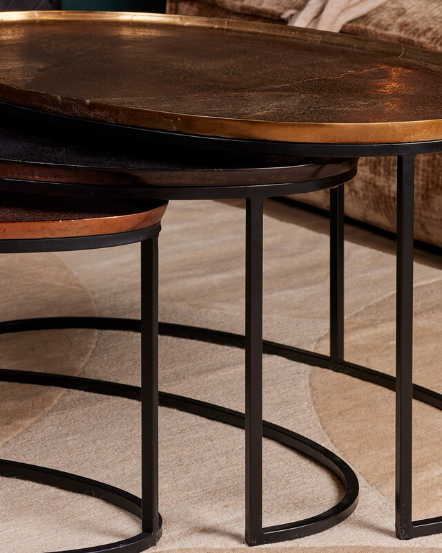 Starfurn Salontafel Set Van 3 Stuks Rond - Raley Brons/Aluminium
