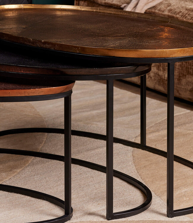 Starfurn Salontafel Set Van 3 Stuks Rond - Raley Brons/Aluminium