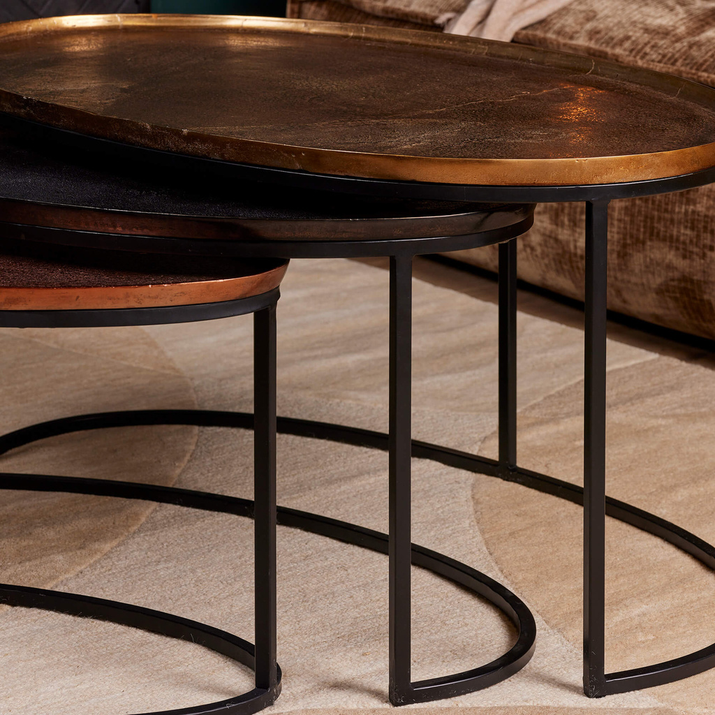Starfurn Salontafel Set Van 3 Stuks Rond - Raley Brons/Aluminium