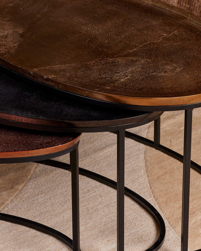 Starfurn Salontafel Set Van 3 Stuks Rond - Raley Brons/Aluminium