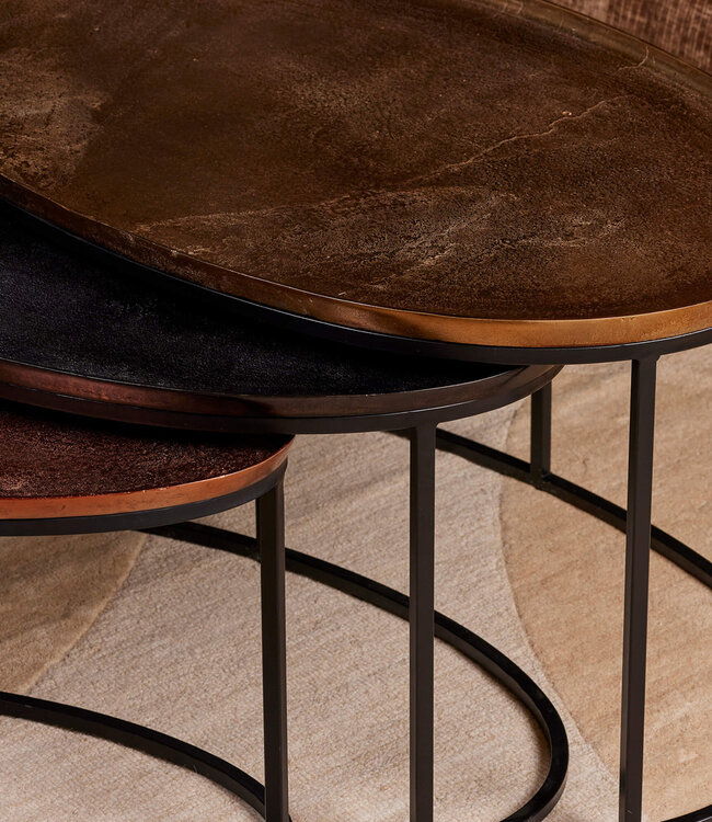 Starfurn Salontafel Set Van 3 Stuks Rond - Raley Brons/Aluminium