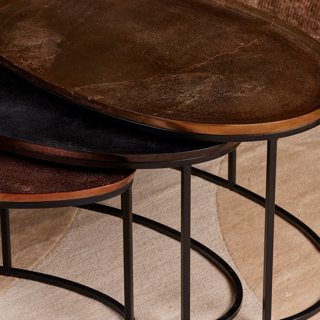Starfurn Salontafel Set Van 3 Stuks Rond - Raley Brons/Aluminium