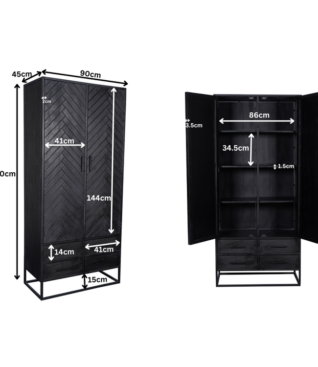 Starfurn Kast New York | Mangohout | 200x90x45 cm