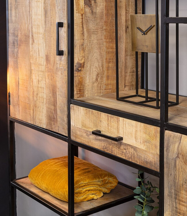 Starfurn Boekenkast Denver 200x160x45 Cm | Mangohout en staal | XXL