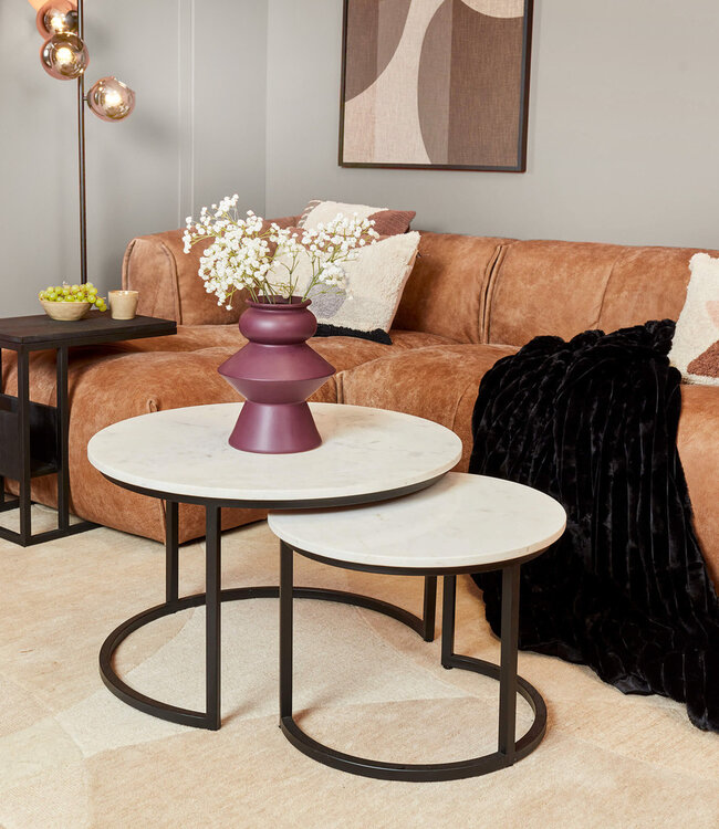 Starfurn Salontafel Nova | Set van 2 | Rond | Wit marmer