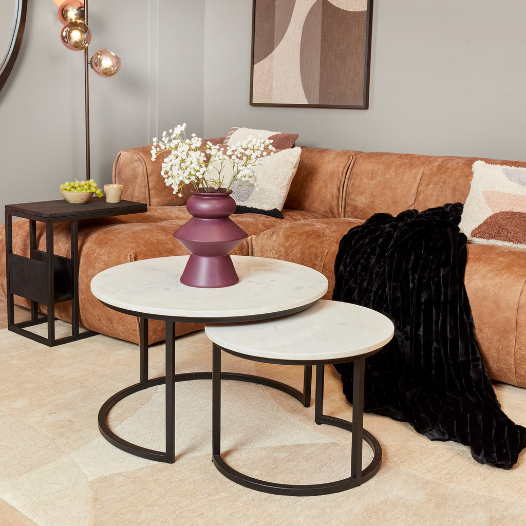 Starfurn Salontafel Nova | Set van 2 | Rond | Wit marmer