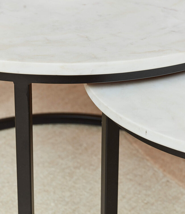Starfurn Salontafel Nova | Set van 2 | Rond | Wit marmer