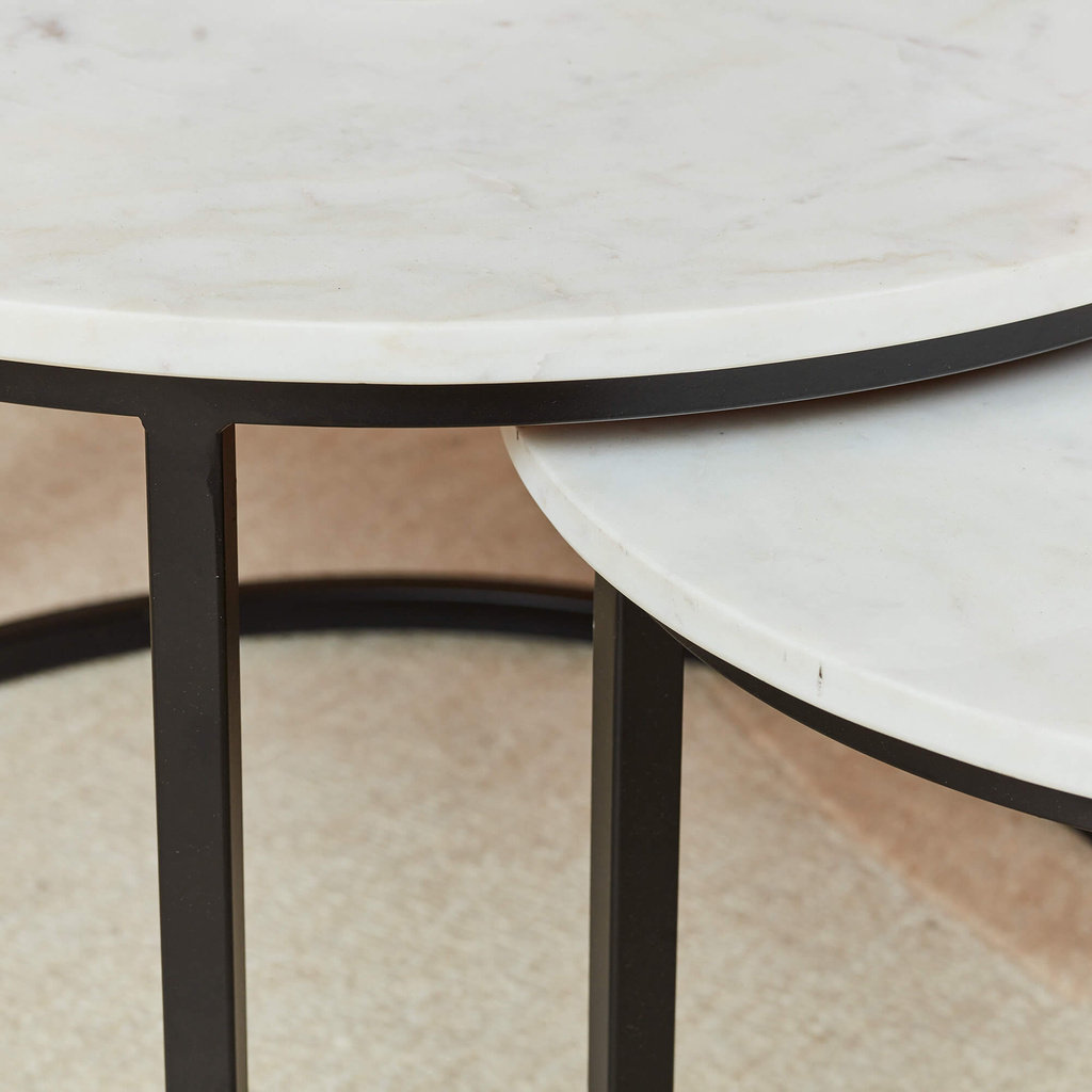Starfurn Salontafel Nova | Set van 2 | Rond | Wit marmer