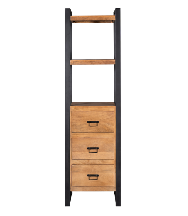 Starfurn Boekenkast Boaz | Mangohout | 3 lades | 200x55x45 cm