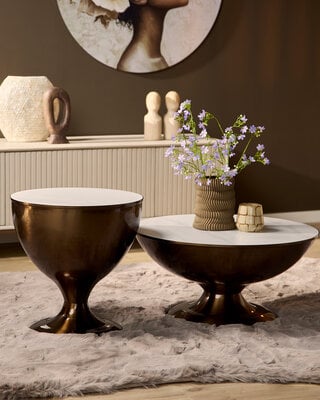 Starfurn Salontafel Ava | Set van 2 | Marmer & Gouden Onderstel