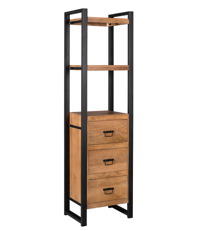Starfurn Boekenkast Boaz | Mangohout | 3 lades | 200x55x45 cm