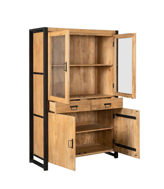 Starfurn Vitrinekast Boaz | Mangohout | 180x115x45 cm