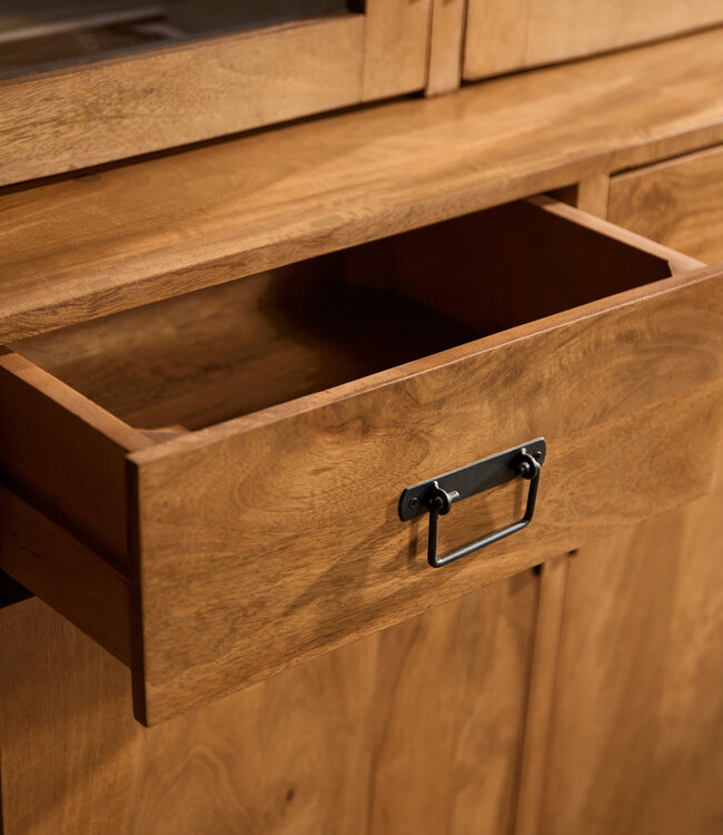 Starfurn Vitrinekast Boaz XXL | Mangohout | 220x200x45 cm