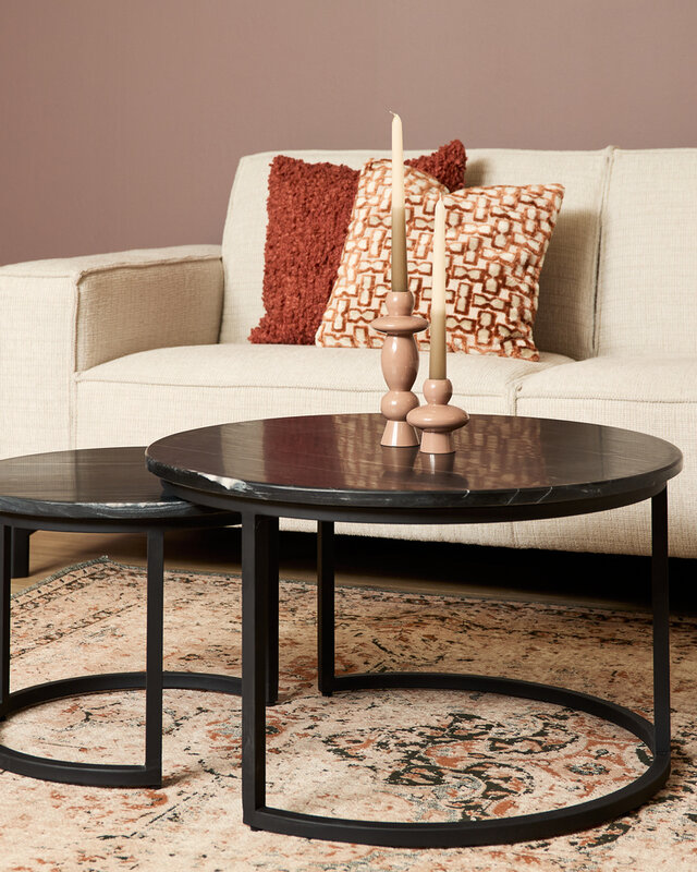 Starfurn Salontafel Nova | Set van 2 | Rond | Zwart marmer