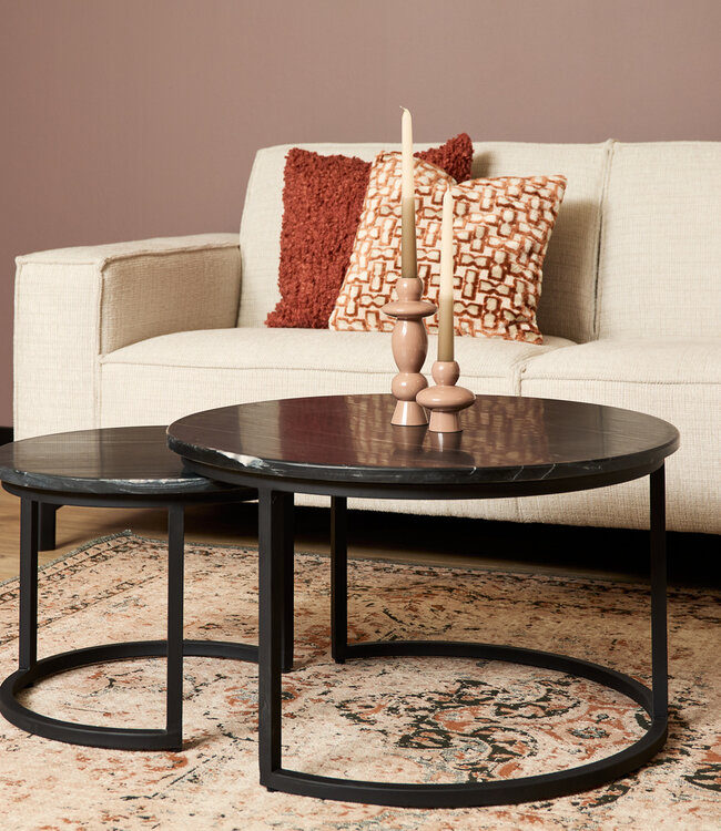 Starfurn Salontafel Nova | Set van 2 | Rond | Zwart marmer