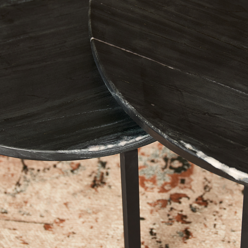 Starfurn Salontafel Nova | Set van 2 | Rond | Zwart marmer