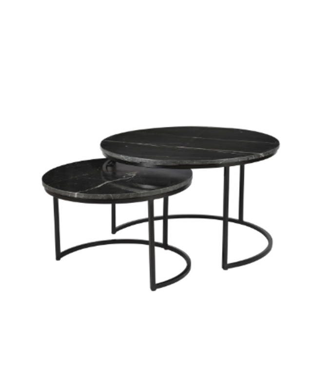Starfurn Salontafel Nova | Set van 2 | Rond | Zwart marmer