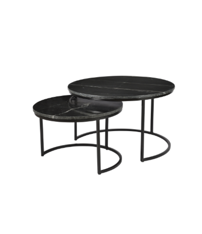 Starfurn Salontafel Nova | Set van 2 | Rond | Zwart marmer