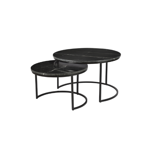 Starfurn Salontafel Nova | Set van 2 | Rond | Zwart marmer