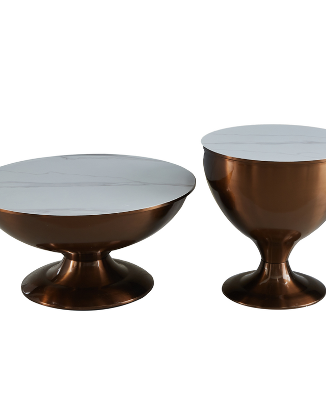 Starfurn Salontafel Ava | Set van 2 | Marmer & Gouden Onderstel