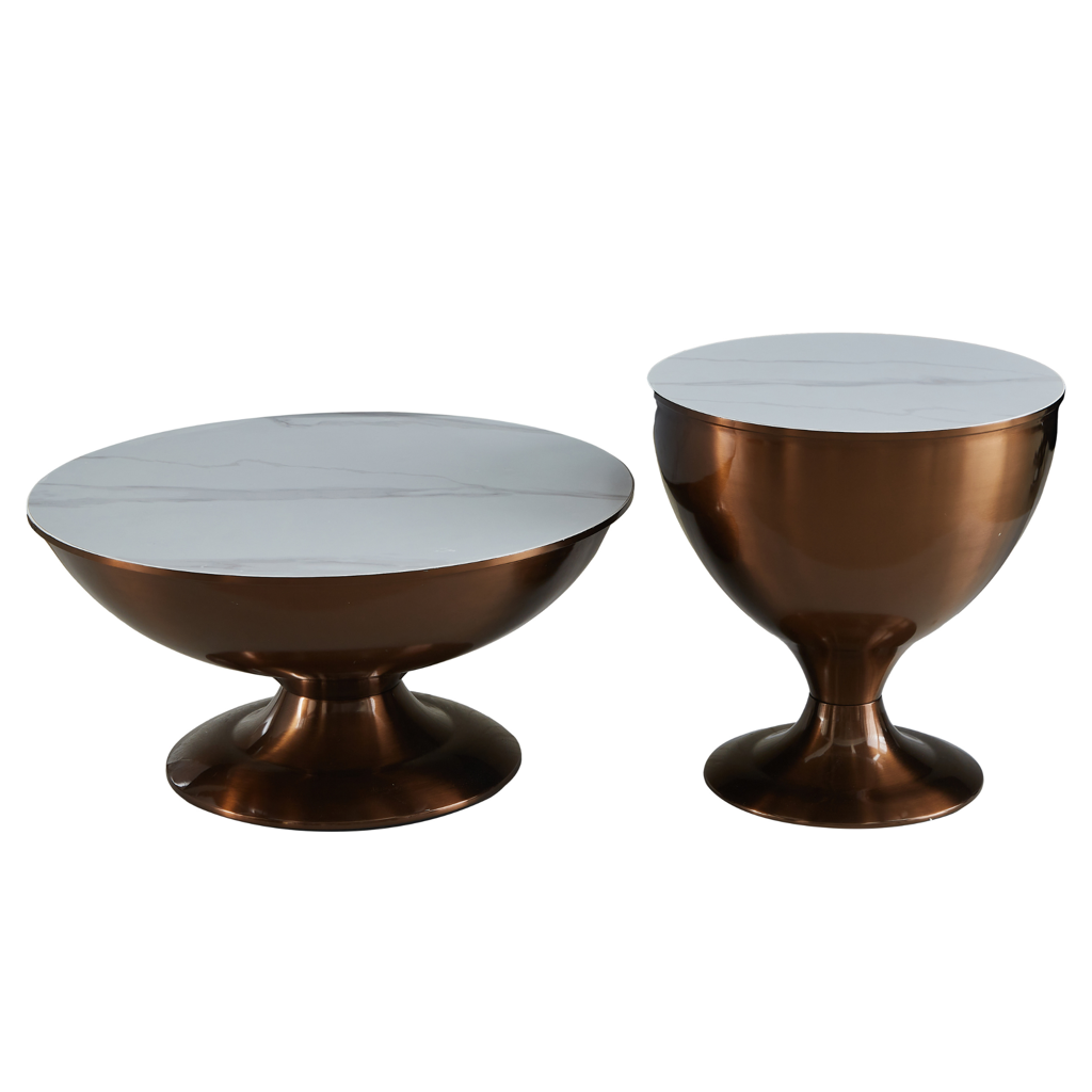 Starfurn Salontafel Ava | Set van 2 | Marmer & Gouden Onderstel