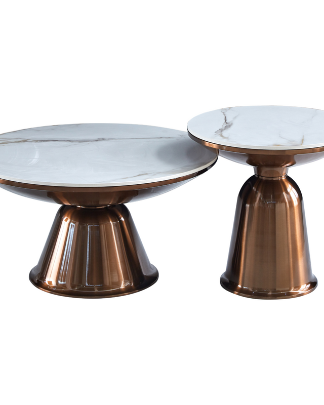 Starfurn Salontafel Ava | Set van 2 | Marmer & Gouden Onderstel
