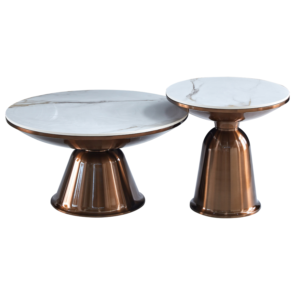 Starfurn Salontafel Ava | Set van 2 | Marmer & Gouden Onderstel