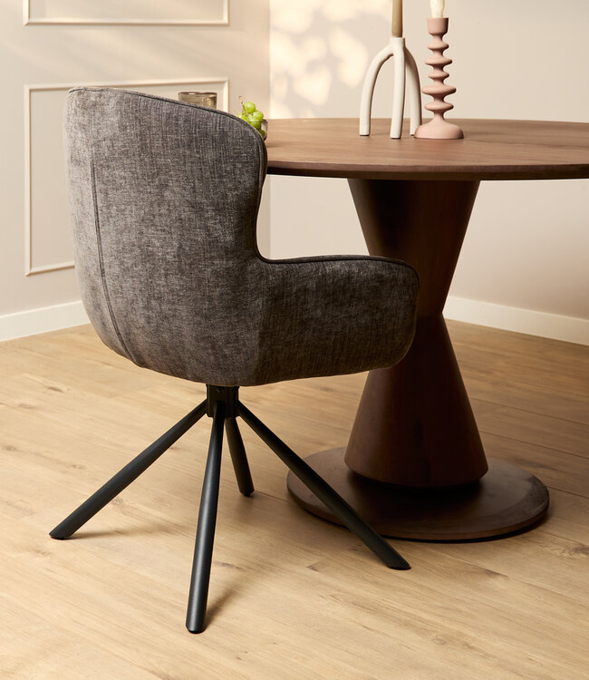 Starfurn Eetkamerstoel Hanna | Antraciet Bruin | Met armleuning (set van 2)