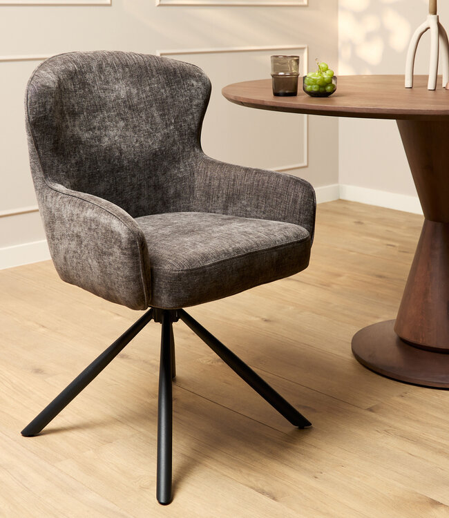 Starfurn Eetkamerstoel Hanna | Antraciet Bruin | Met armleuning (set van 2)