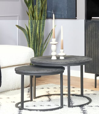 Starfurn Salontafel set Ora | Zwart Kadappa Stone 60-45 cm