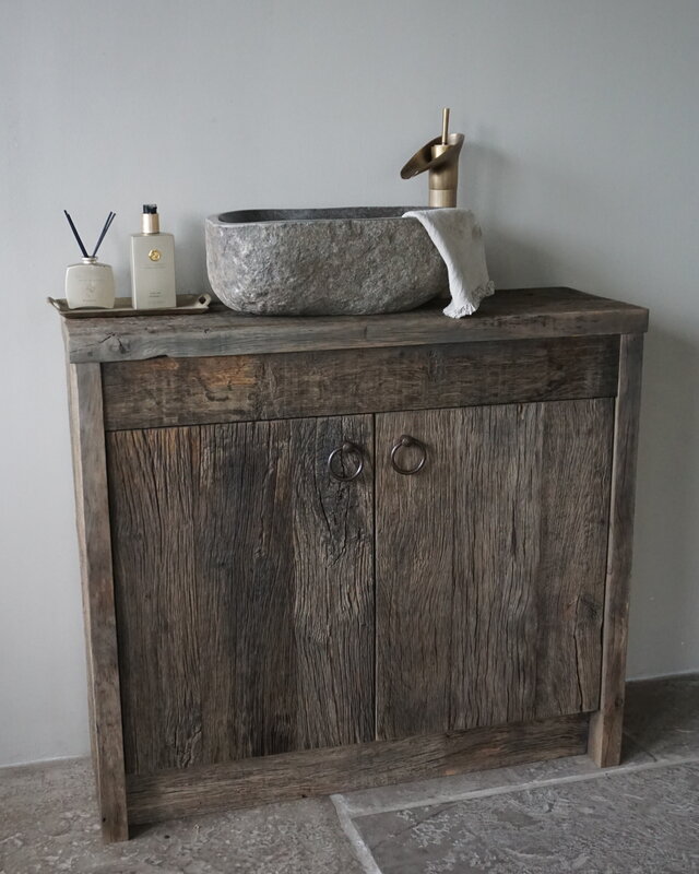 Rene Houtman Badkamermeubel Tim Oud Eikenhout L90xD30xH80 cm