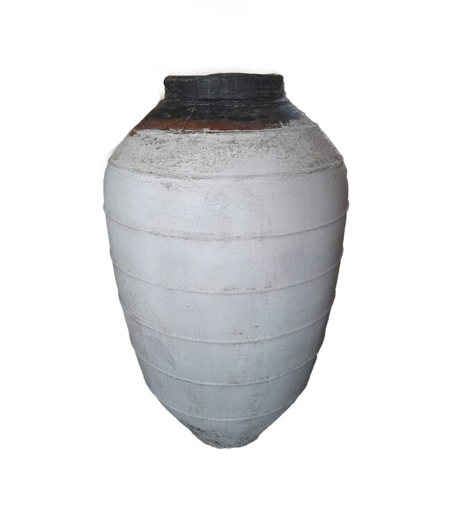 PTMD Jinsu Witte ronde GRC pot met grote lijnen.