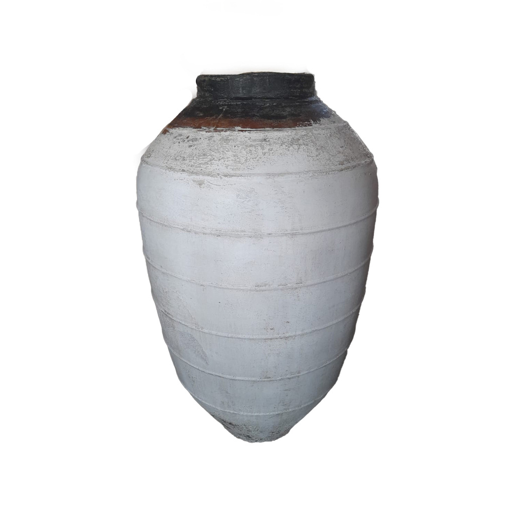 PTMD Jinsu Witte ronde GRC pot met grote lijnen.