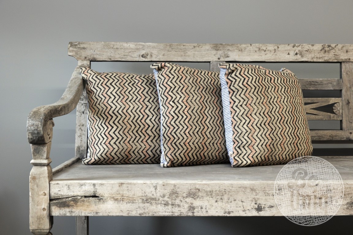 Be-Uniq Set van 2 Sierkussens Zigzag | Zalm | H45xB45 cm