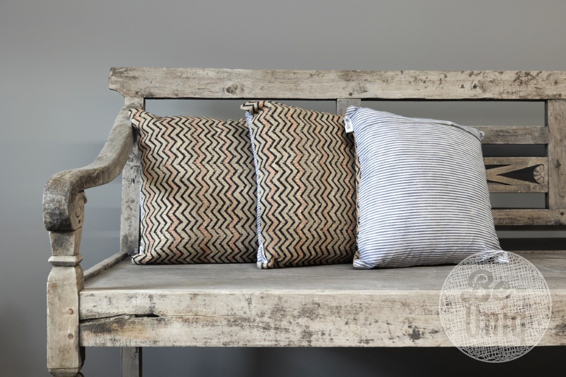 Be-Uniq Set van 2 Sierkussens Zigzag | Zalm | H45xB45 cm