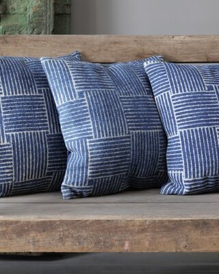 Be-Uniq Set van 2 Sierkussens Indigo | Dessin A | H45xB45 cm