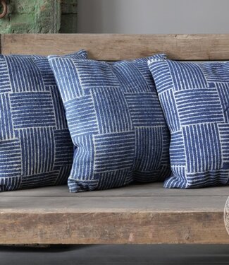 Be-Uniq Set van 2 Sierkussens Indigo | Dessin A | H45xB45 cm Be-Uniq Set van 2 Sierkussens Indigo | Dessin A | H45xB45 cm