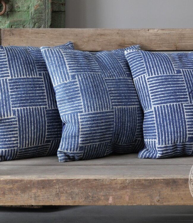Be-Uniq Set van 2 Sierkussens Indigo | Dessin A | H45xB45 cm