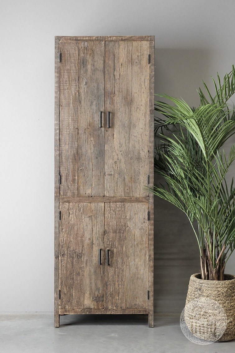 Be-Uniq 4-Deurs Kast | Oud Hout | H220xB75xD40 cm