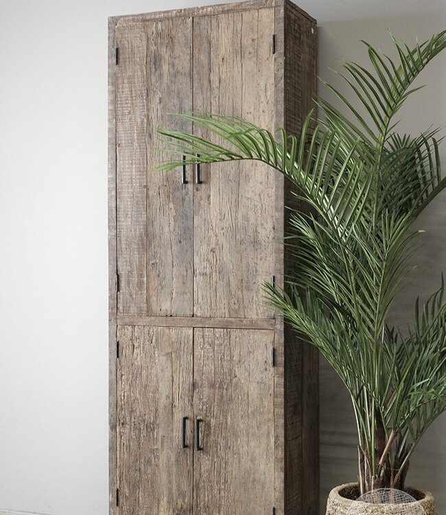 Be-Uniq 4-Deurs Kast | Oud Hout | H220xB75xD40 cm