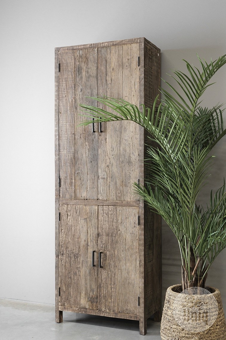 Be-Uniq 4-Deurs Kast | Oud Hout | H220xB75xD40 cm