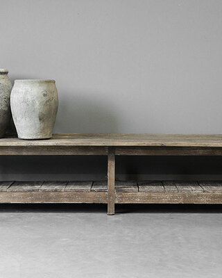 Be-Uniq Oud Laag Rek | Rustiek Verweerd | H50xB242xD43 cm