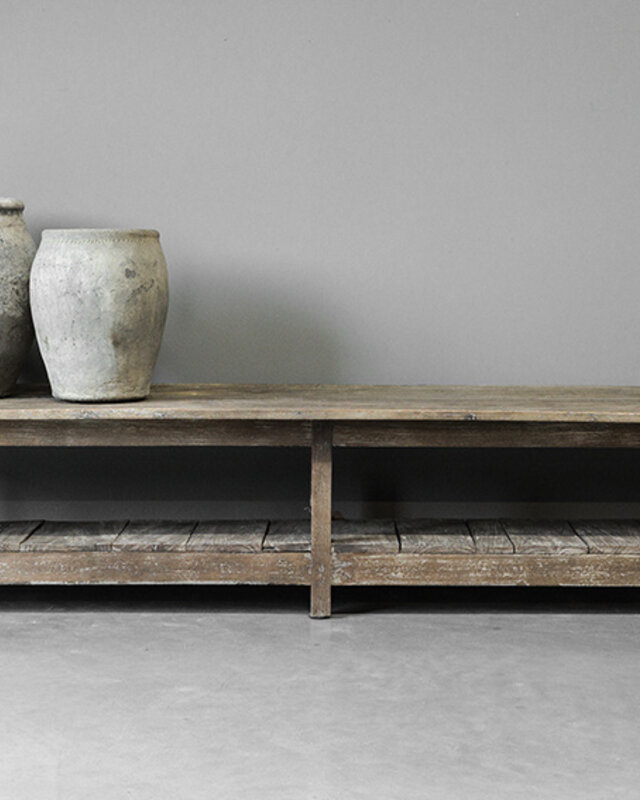 Be-Uniq Oud Laag Rek | Rustiek Verweerd | H50xB242xD43 cm