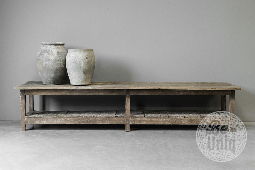Be-Uniq Oud Laag Rek | Rustiek Verweerd | H50xB242xD43 cm